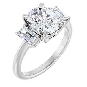 Sterling Silver 9x7 mm Elongated Cushion Three-Stone Engagement Ring. 127354:1336:P