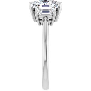 Sterling Silver 9x7 mm Elongated Cushion Three-Stone Engagement Ring. 127354:1336:P