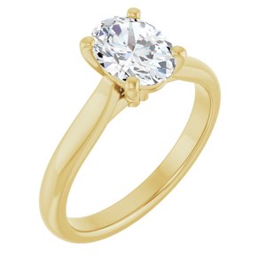 14K Yellow Gold 8x6 mm Oval Solitaire Engagement Ring. 127401:397:P