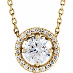 14K Yellow Gold 1/2 CTW Natural Diamond Halo-Style Necklace