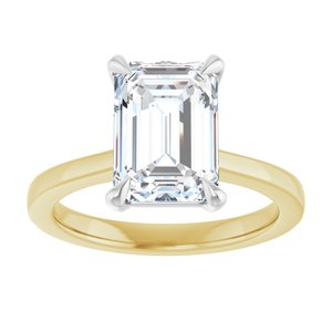 14K Yellow/White Gold 10x7 mm Emerald Solitaire Engagement Ring. 127308:2996:P
