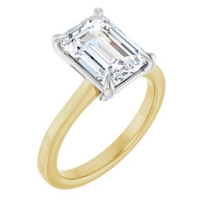 14K Yellow/White Gold 10x7 mm Emerald Solitaire Engagement Ring. 127308:2996:P