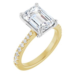 14K Yellow/White Gold 10x7 mm Emerald Accented Engagement Ring. 127309:670:P