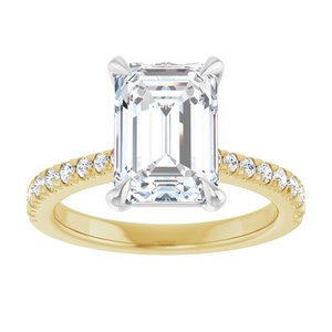 14K Yellow/White Gold 10x7 mm Emerald Accented Engagement Ring. 127309:670:P