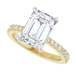 14K Yellow/White Gold 10x7 mm Emerald Accented Engagement Ring. 127309:670:P
