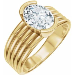 14K Yellow Gold Bezel-Set 8.6x6.5 mm Oval Solitaire Engagement Ring. 689672:603:P
