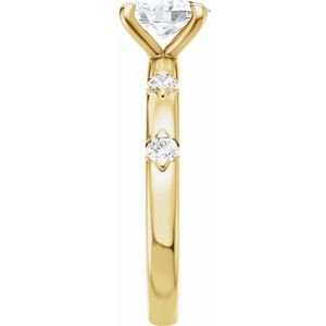14K Yellow Gold 7x5 mm Oval 1/6 CTW Diamond Accented Engagement Ring. 689647:624:P