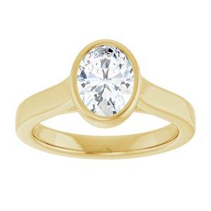 14K Yellow Gold 8x6 mm Oval Bezel-Set Solitaire Engagement Ring. 689773:600:P