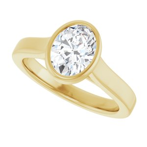 14K Yellow Gold 8x6 mm Oval Bezel-Set Solitaire Engagement Ring. 689773:600:P