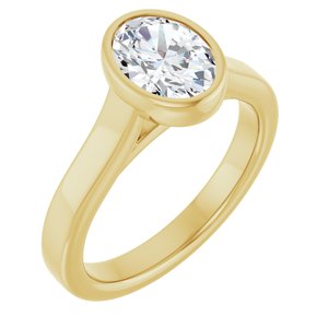 14K Yellow Gold 8x6 mm Oval Bezel-Set Solitaire Engagement Ring. 689773:600:P