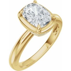 14K Yellow Gold 8x6 mm Elongated Cushion 1/5 CTW Diamond Hidden Halo-Style Accented Engagement Ring. 689716:627:P