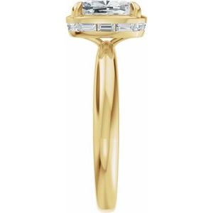 14K Yellow Gold 8x6 mm Elongated Cushion 1/5 CTW Diamond Hidden Halo-Style Accented Engagement Ring. 689716:627:P