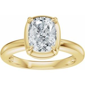 14K Yellow Gold 8x6 mm Elongated Cushion 1/5 CTW Diamond Hidden Halo-Style Accented Engagement Ring. 689716:627:P