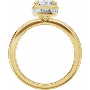 14K Yellow Gold 8x6 mm Elongated Cushion 1/5 CTW Diamond Hidden Halo-Style Accented Engagement Ring. 689716:627:P