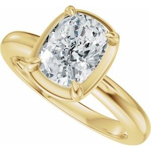 14K Yellow Gold 8x6 mm Elongated Cushion 1/5 CTW Diamond Hidden Halo-Style Accented Engagement Ring. 689716:627:P