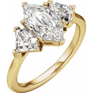 14K Yellow Gold 3 1/2 CTW Diamond Three-Stone Engagement Ring. 689736:LG715:P