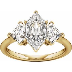 14K Yellow Gold 3 1/2 CTW Diamond Three-Stone Engagement Ring. 689736:LG715:P