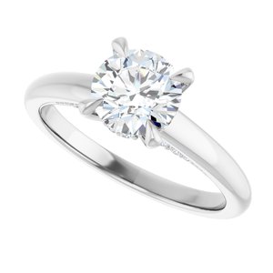 14K White Gold 6.5 mm Round Hidden Halo-Style Accented Engagement Ring. 127371:2235:P