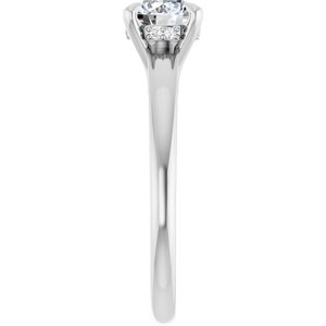 14K White Gold 6.5 mm Round Hidden Halo-Style Accented Engagement Ring. 127371:2235:P