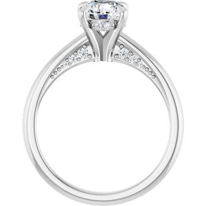 14K White Gold 6.5 mm Round Hidden Halo-Style Accented Engagement Ring. 127371:2235:P