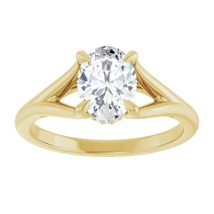 14K Yellow Gold 8x6 mm Oval Hidden Halo-Style Accented Engagement Ring. 127393:2041:P