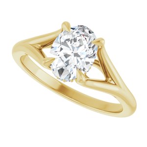 14K Yellow Gold 8x6 mm Oval Hidden Halo-Style Accented Engagement Ring. 127393:2041:P