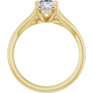 14K Yellow Gold 8x6 mm Oval Hidden Halo-Style Accented Engagement Ring. 127393:2041:P