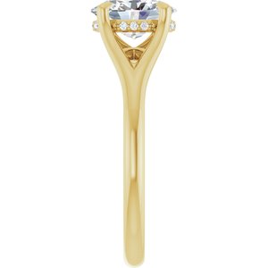 14K Yellow Gold 8x6 mm Oval Hidden Halo-Style Accented Engagement Ring. 127393:2041:P