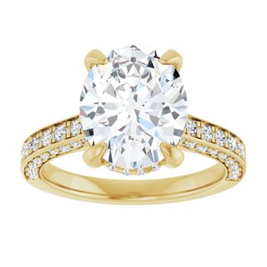 14K Yellow Gold 11x9 mm Oval 5/8 CTW Diamond Hidden Halo-Style Engagement Ring. 689421:720:P