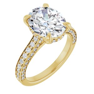 14K Yellow Gold 11x9 mm Oval 5/8 CTW Diamond Hidden Halo-Style Engagement Ring. 689421:720:P