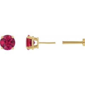 14K Yellow Gold Natural Ruby Earring. 1874:600273:P
