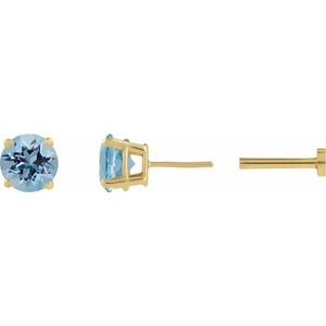 14K Yellow Gold Natural Aquamarine Earring. 1874:600264:P