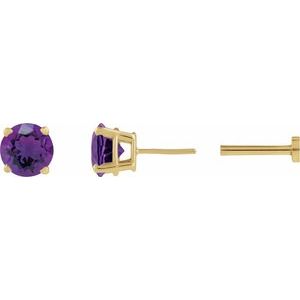 14K Yellow Gold Natural Amethyst Earring. 1874:600263:P