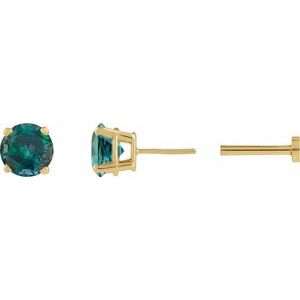 14K Yellow Gold Lab-Grown Alexandrite Earring. 1874:600267:P