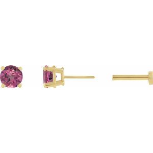 14K Yellow Gold Natural Pink Tourmaline Earring. 1874:600312:P