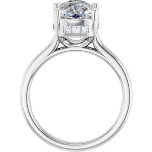 14K White Gold 10x8 mm Elongated Cushion 1/3 CTW Diamond Hidden Halo-Style Accented Engagement Ring. 689793:607:P