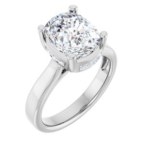 14K White Gold 10x8 mm Elongated Cushion 1/3 CTW Diamond Hidden Halo-Style Accented Engagement Ring. 689793:607:P