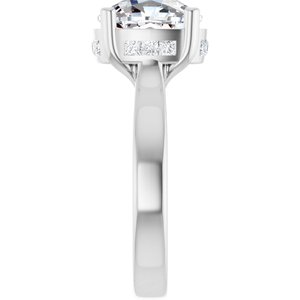14K White Gold 10x8 mm Elongated Cushion 1/3 CTW Diamond Hidden Halo-Style Accented Engagement Ring. 689793:607:P