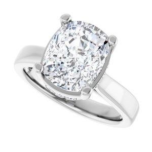 14K White Gold 10x8 mm Elongated Cushion 1/3 CTW Diamond Hidden Halo-Style Accented Engagement Ring. 689793:607:P