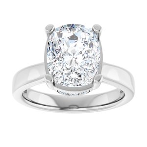14K White Gold 10x8 mm Elongated Cushion 1/3 CTW Diamond Hidden Halo-Style Accented Engagement Ring. 689793:607:P