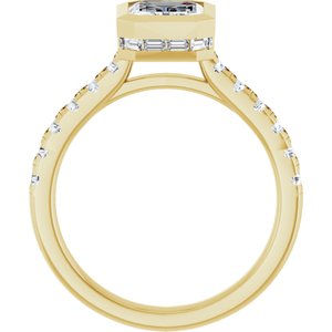 14K Yellow Gold 8.5x6 mm Emerald 5/8 CTW Diamond Bezel-Set Hidden Halo-Style Engagement Ring. 689729:639:P
