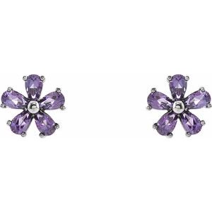 14K White Gold Natural Amethyst Earrings