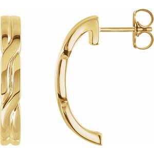 14K Yellow Gold J-Hoop Earrings