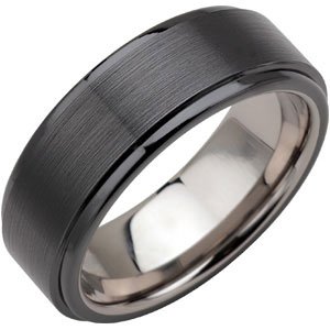 Tungsten & Ceramic Couture® 8 mm Stepped-Edge Comfort-Fit Men's Band. TAR341:101:P