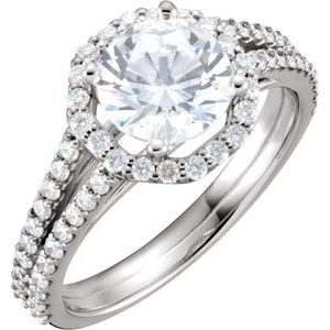 14K White Gold 7.4 mm Round 5/8 CTW Diamond Halo-Style Accented Engagement Ring. 68923:104:P