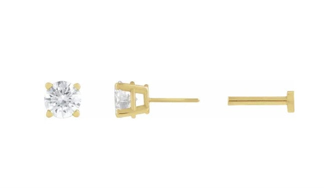 14K Yellow Gold Natural White Sapphire Earring. 1874:600272:P