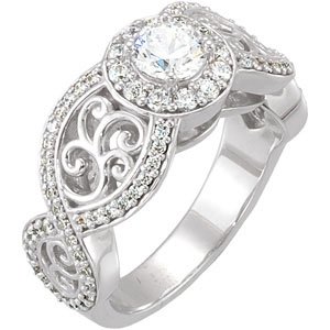 14K White Gold 1/2 CTW Diamond Infinity-Inspired Halo-Style Accented Engagement Ring. 68198:102:P