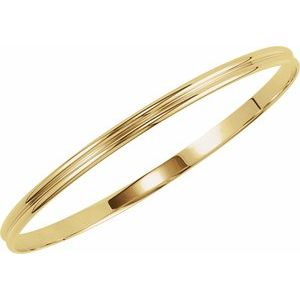 14K Yellow Gold 4 mm Grooved Bangle Bracelet