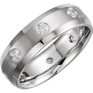 14K White Gold 1/2 CTW Diamond Men's Band. 63349:290694:P