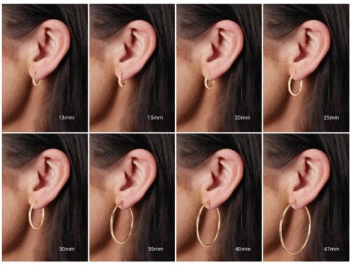 14K White Gold Tube 15 mm / 3 mm Hoop Earrings. 20826:163866:P